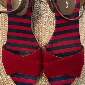 Rock & Candy Red and Navy Striped Sandals